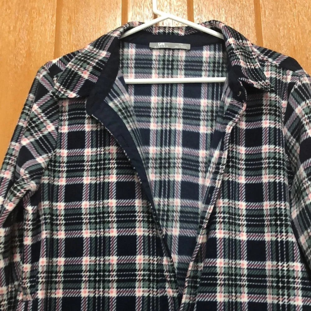 LEE Large, long sleeve woman’s flannel print shirt. Black pink green - Picture 2 of 9